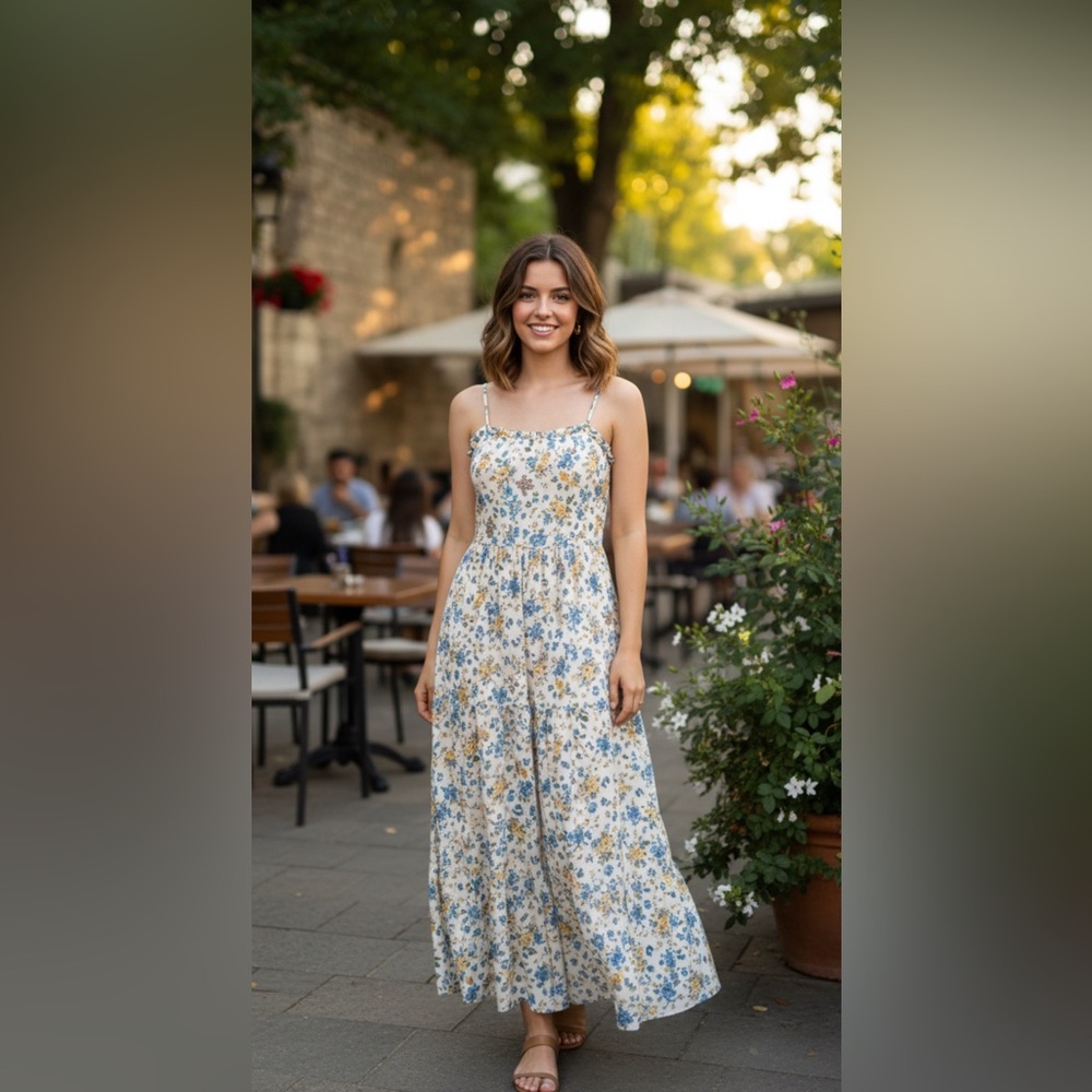 Floral Maxi Dress with Spaghetti Straps